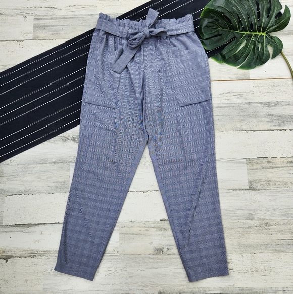 Athleta Plaid Skyline Pants Belted Tapered Size 8 - Picture 2 of 9